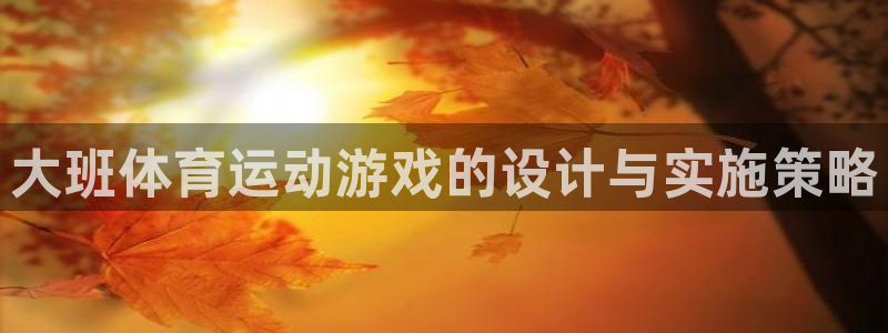 杏宇体育2官网入口：大班体育运动游戏的设计与实施策略